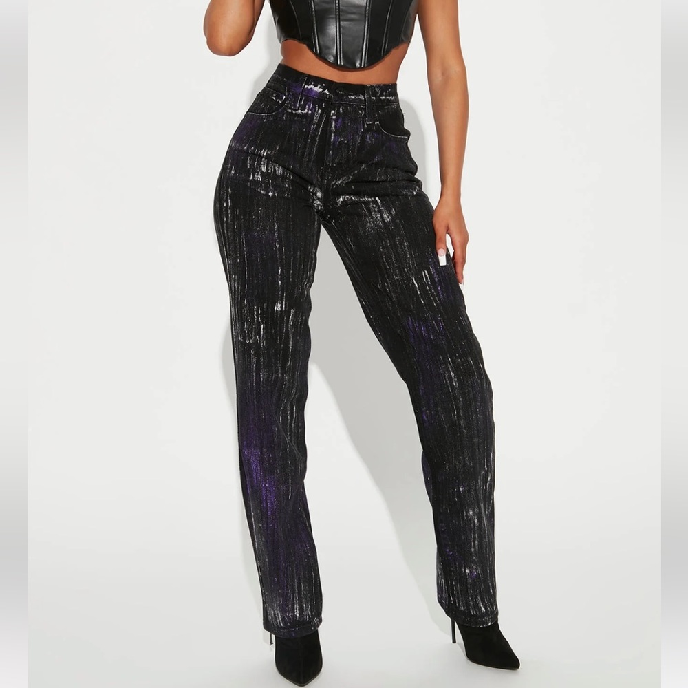 Fashion Nova black purple jeans. New with tags.